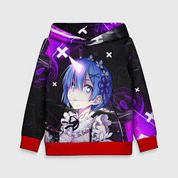 Толстовка-худи детская Rem - ReZero - Абстракция, цвет: 3D-красный