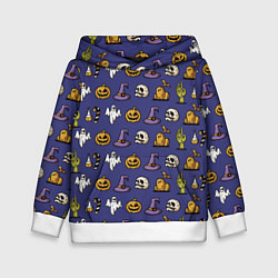 Толстовка-худи детская Halloween pattern, цвет: 3D-белый
