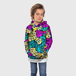 Толстовка-худи детская Психоделические манулы, цвет: 3D-белый — фото 2