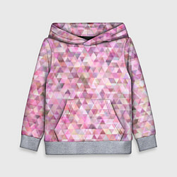 Толстовка-худи детская Абстрактное множество розовых и фиолетовых треугол, цвет: 3D-меланж