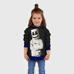 Толстовка-худи детская Marshmello на чёрном фоне, цвет: 3D-синий — фото 2