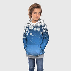 Толстовка-худи детская Снежный узор на синем фоне, цвет: 3D-меланж — фото 2