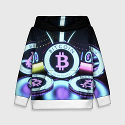 Детская толстовка Неоновый светящийся биткоин