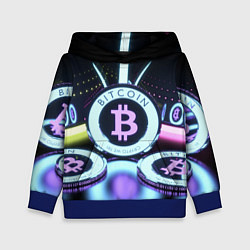 Детская толстовка Неоновый светящийся биткоин
