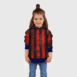 Толстовка-худи детская Красно-черный фон в полоску, цвет: 3D-синий — фото 2