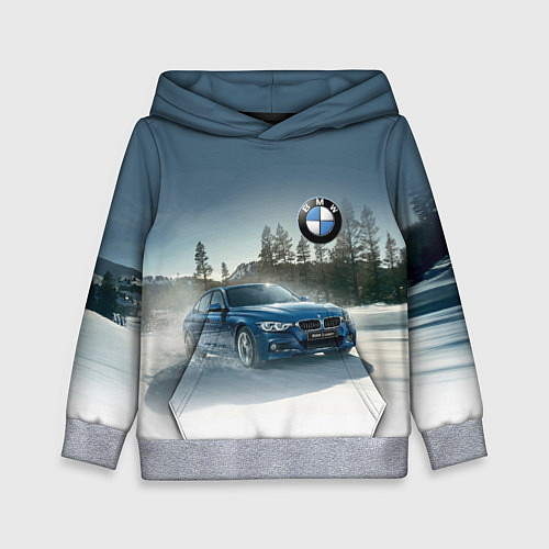Детская толстовка Крутая бэха мчится по лесной дороге / 3D-Меланж – фото 1