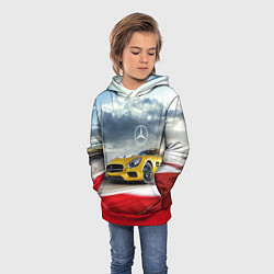Толстовка-худи детская Mercedes AMG V8 Biturbo на трассе, цвет: 3D-красный — фото 2