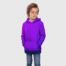 Толстовка-худи детская Фиолетовые линии, цвет: 3D-синий — фото 2