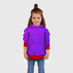 Толстовка-худи детская Фиолетовые линии, цвет: 3D-красный — фото 2