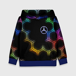 Толстовка-худи детская Mercedes - neon pattern, цвет: 3D-синий