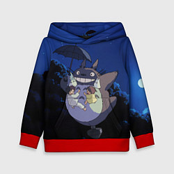 Толстовка-худи детская Night flight Totoro, цвет: 3D-красный