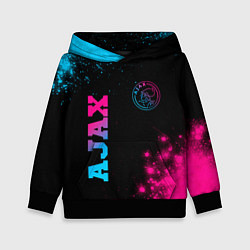 Толстовка-худи детская Ajax - neon gradient: надпись, символ, цвет: 3D-черный