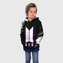 Толстовка-худи детская BTS - Неоновый логотип, цвет: 3D-синий — фото 2