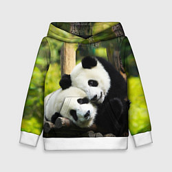 Толстовка-худи детская Влюблённые панды, цвет: 3D-белый