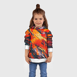 Толстовка-худи детская Оранжевые кляксы, цвет: 3D-белый — фото 2