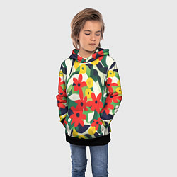 Толстовка-худи детская Цветочный яркий паттерн, цвет: 3D-черный — фото 2