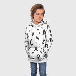 Толстовка-худи детская Английский алфавит, цвет: 3D-белый — фото 2