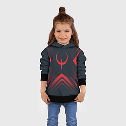 Толстовка-худи детская Красный символ Quake на темном фоне со стрелками, цвет: 3D-черный — фото 2