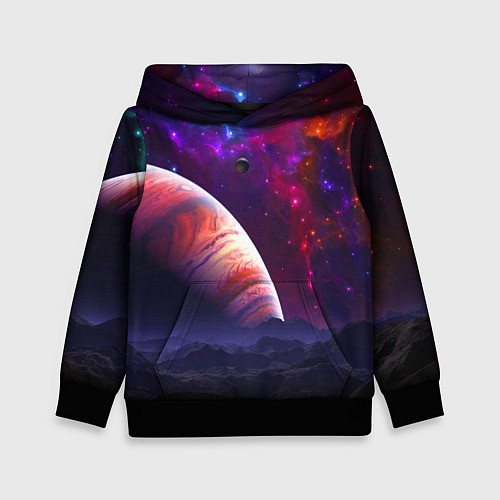 Детская толстовка Бесконечное космическое пространство - Планета / 3D-Черный – фото 1
