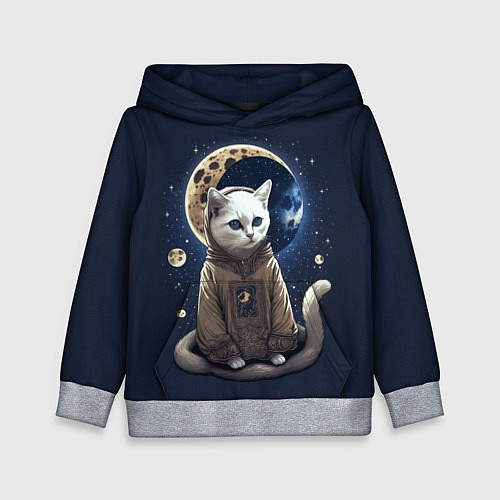 Детская толстовка Лунный котик / 3D-Меланж – фото 1
