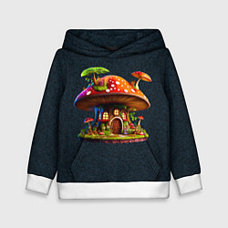 Толстовка-худи детская Сказочный домик из гриба, цвет: 3D-белый