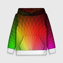 Толстовка-худи детская Радужные ромбы, цвет: 3D-белый