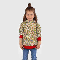 Толстовка-худи детская Оливье салат, абстрактный паттерн, цвет: 3D-красный — фото 2