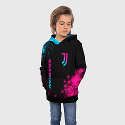 Толстовка-худи детская Juventus - neon gradient: надпись, символ, цвет: 3D-черный — фото 2