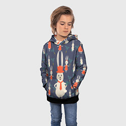 Толстовка-худи детская Семья крольчат, цвет: 3D-черный — фото 2