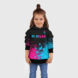 Толстовка-худи детская AC Milan - neon gradient: символ сверху, цвет: 3D-черный — фото 2