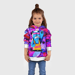 Толстовка-худи детская DJ Scratchy in pink glasses, цвет: 3D-белый — фото 2