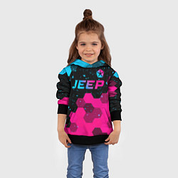 Толстовка-худи детская Jeep - neon gradient: символ сверху, цвет: 3D-черный — фото 2