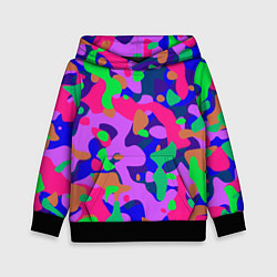 Толстовка-худи детская Абстракция в неоновых цветах, цвет: 3D-черный