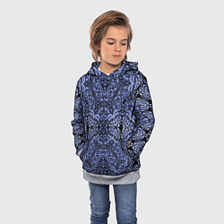 Толстовка-худи детская Ажурный модный кружевной синий узор, цвет: 3D-меланж — фото 2
