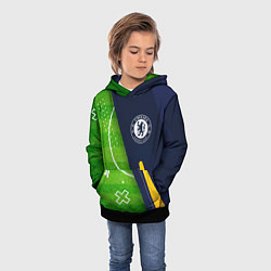 Толстовка-худи детская Chelsea football field, цвет: 3D-черный — фото 2