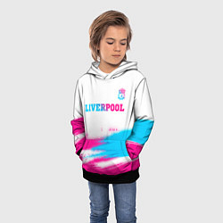 Толстовка-худи детская Liverpool neon gradient style: символ сверху, цвет: 3D-черный — фото 2