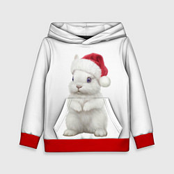 Толстовка-худи детская Рождественский крольчонок, цвет: 3D-красный