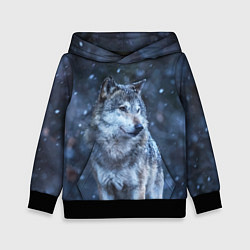 Толстовка-худи детская Лесной волк, цвет: 3D-черный