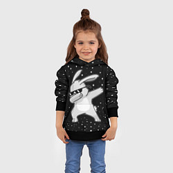 Толстовка-худи детская Кролик ДЭБ и снегопад, цвет: 3D-черный — фото 2