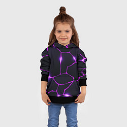Толстовка-худи детская Фиолетовые неоновые трещины, цвет: 3D-черный — фото 2