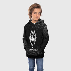 Толстовка-худи детская Skyrim с потертостями на темном фоне, цвет: 3D-черный — фото 2