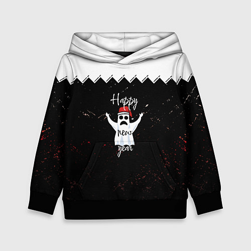 Детская толстовка Новогодний призрак в красной шапке / 3D-Черный – фото 1