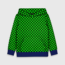 Толстовка-худи детская Зелёная шахматка - паттерн, цвет: 3D-синий