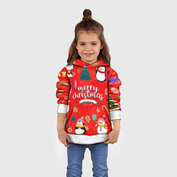 Толстовка-худи детская Merry christmas art, цвет: 3D-белый — фото 2