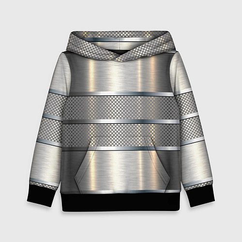 Детская толстовка Металлические полосы - текстура алюминия / 3D-Черный – фото 1