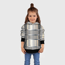 Толстовка-худи детская Металлические полосы - текстура алюминия, цвет: 3D-черный — фото 2
