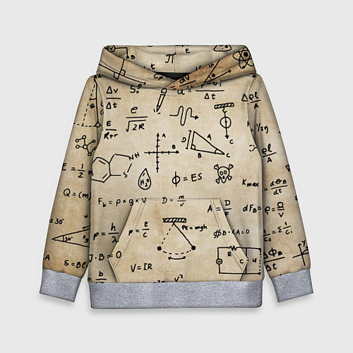 Детская толстовка Научные формулы на старой бумаге / 3D-Меланж – фото 1
