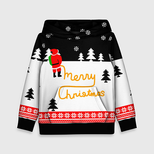 Детская толстовка Merry christmas - Санта Клаус / 3D-Черный – фото 1