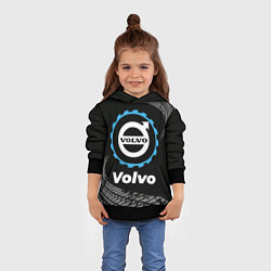 Толстовка-худи детская Volvo в стиле Top Gear со следами шин на фоне, цвет: 3D-черный — фото 2
