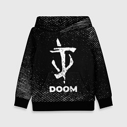 Толстовка-худи детская Doom с потертостями на темном фоне, цвет: 3D-черный